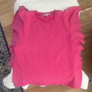 Michael Stars Pink Ruffle Sleeve Cotton Top